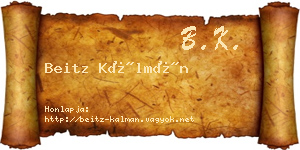 Beitz Kálmán névjegykártya